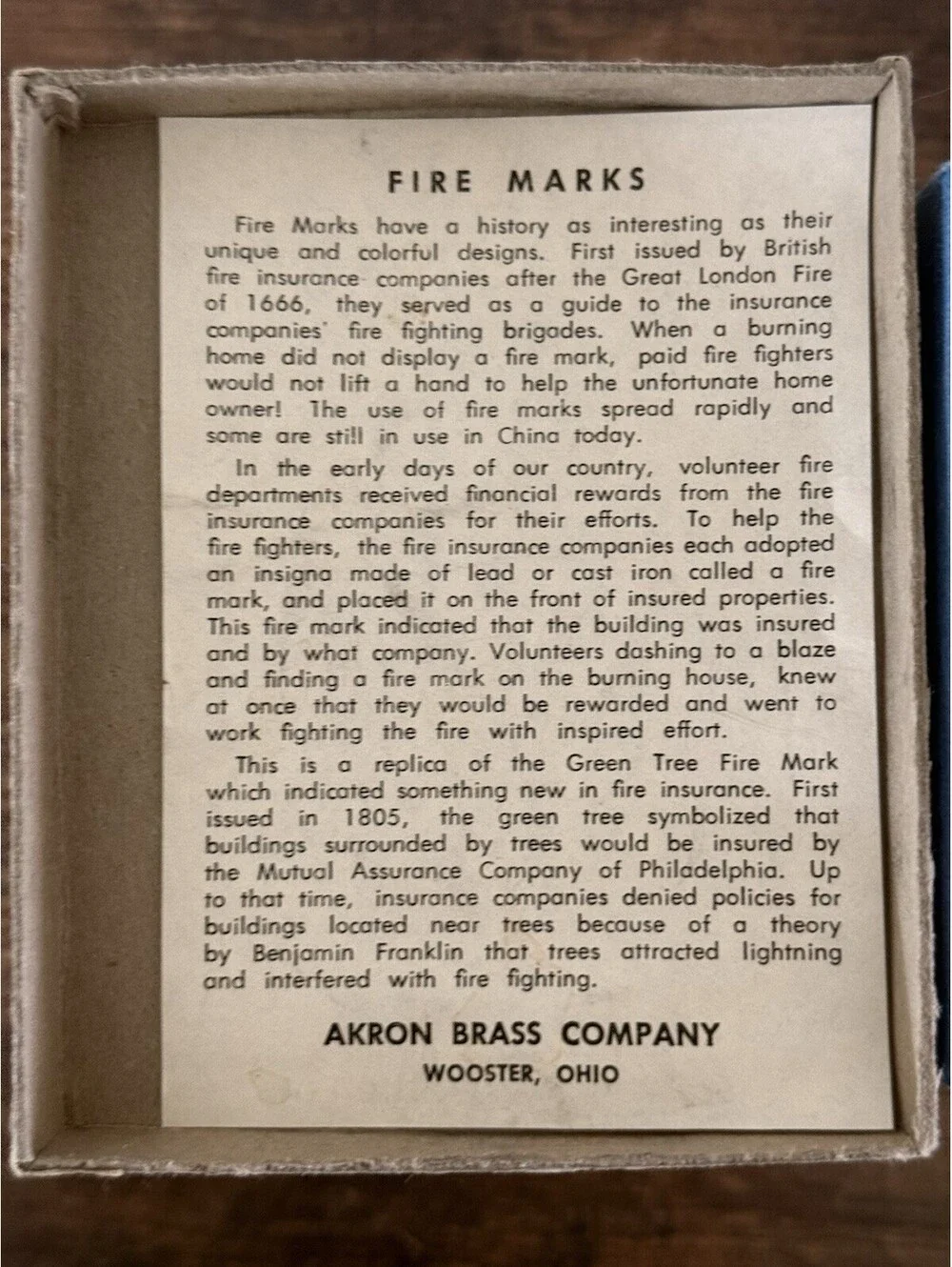 Vtg Cast Iron Fire Marks From Akron Brass Co With Original Paper History & Box
